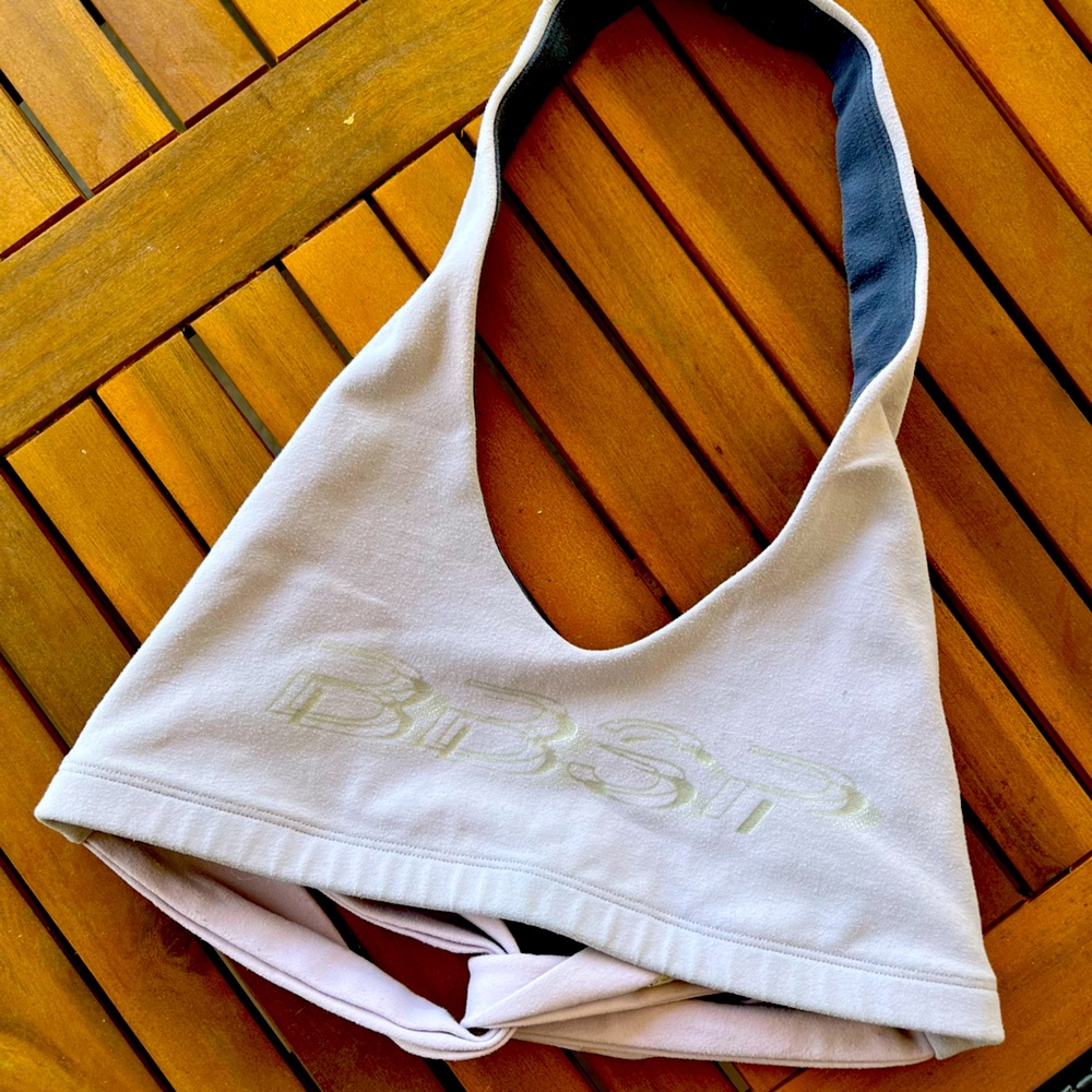 Bebe Sport Halter Neck Cross Back Sports Bra